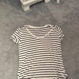 Aeropostale Navy and White Striped Tee